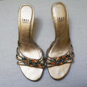 Jeweled Gold Heels in Good Condition